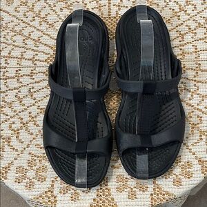 CROCS Black Sandals Sporty Design Durable Sole Size 11